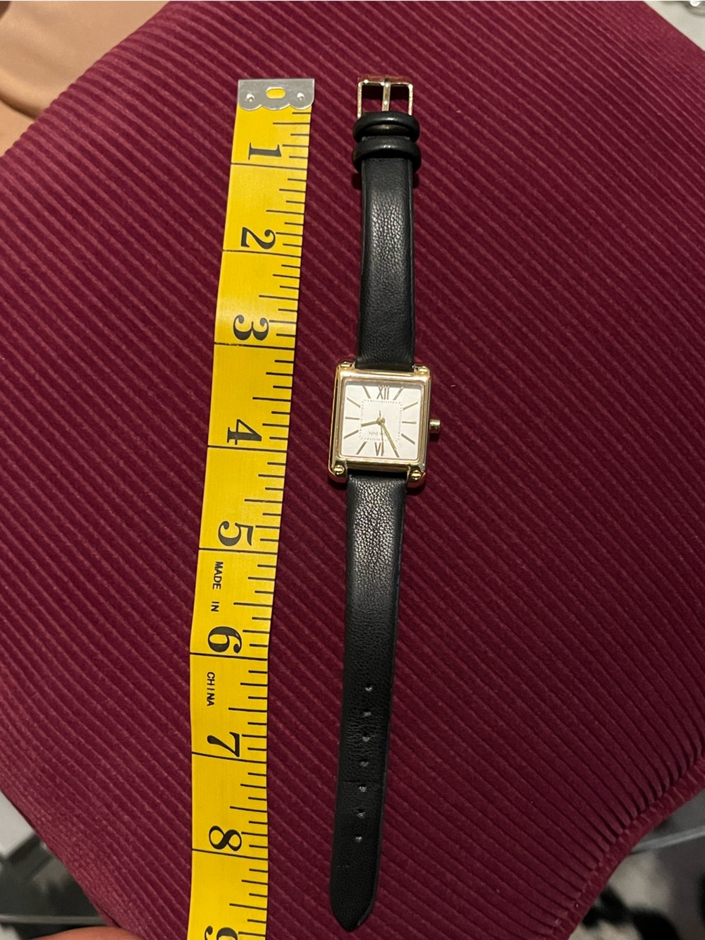 Nine West Gold Toned Watch with Black Leather Strap